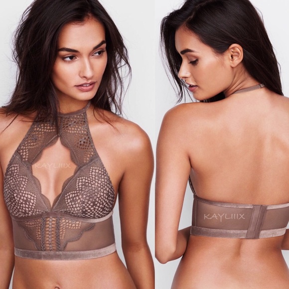 2/$32 Small VS Very Sexy Fishnet Halter Cutout Bra - Picture 2 of 11